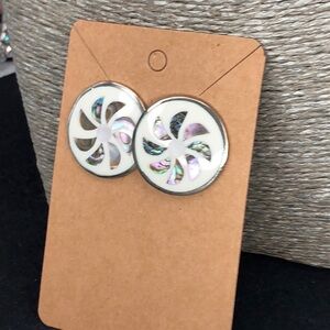 Alpaca White Enamel Earrings